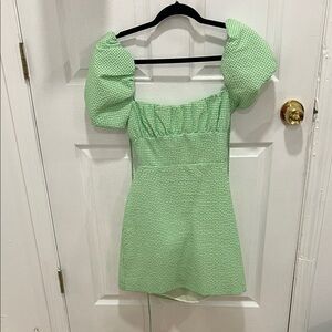 Zara Green Puff Sleeve Mini Dress